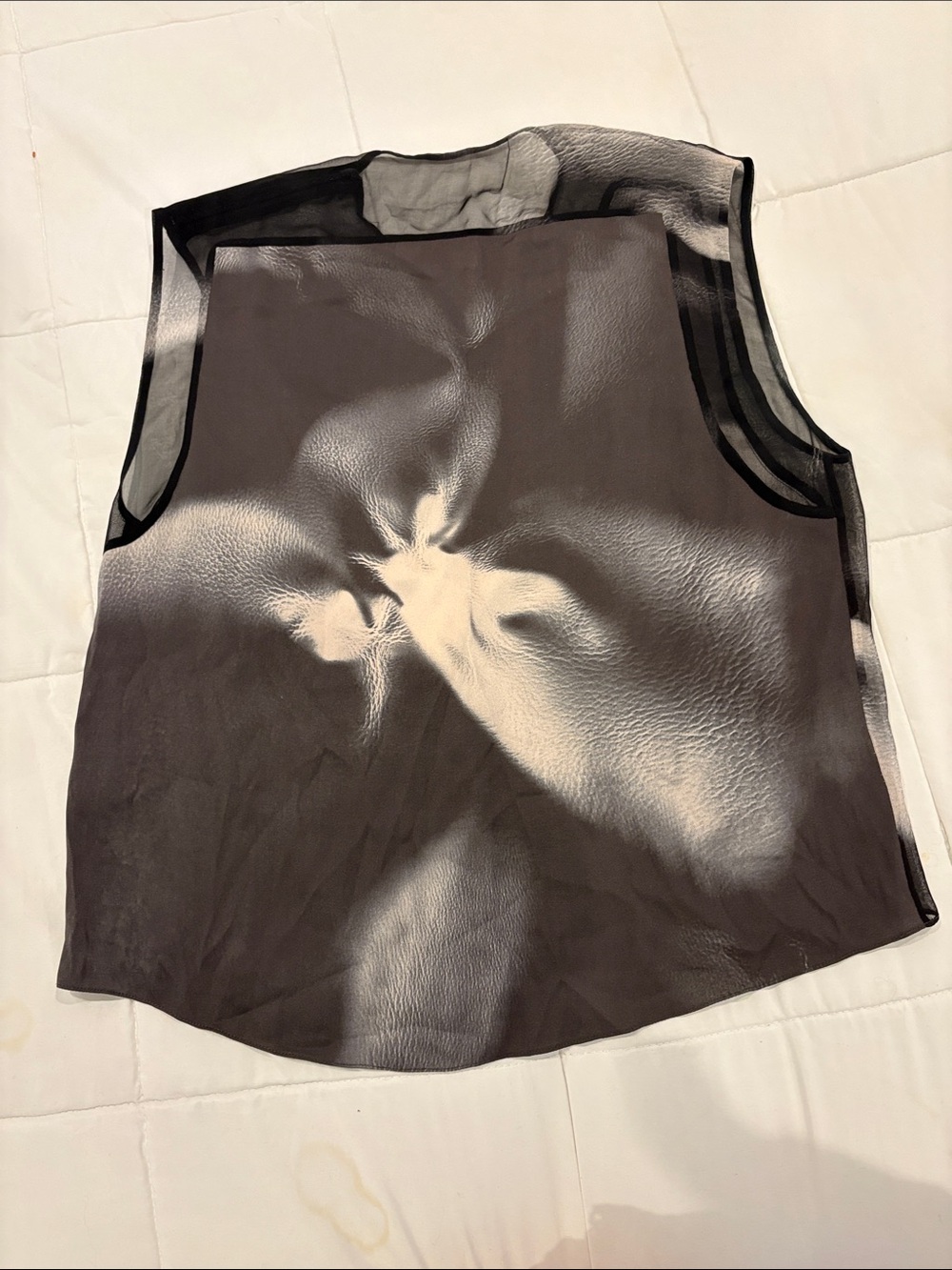 Sheer Black & Cream Floral Print Sleeveless Top - Picture 5 of 6